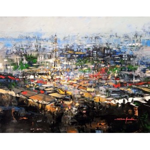 Shan Amrohvi, 24 x 30 inch, Acrylic on Canvas, Cityscape Painting, AC-SA-188